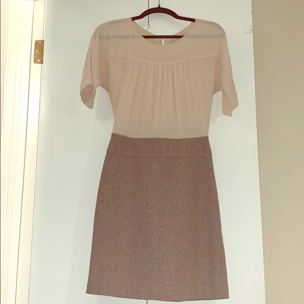 Loft work dress with mesh upper and tweed lower